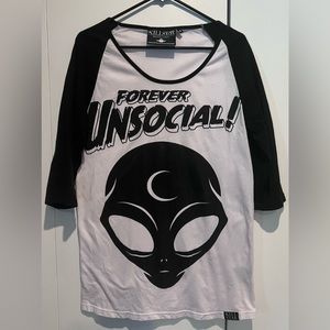 Forever unsocial killstar quarter sleeve top. Baseball shirt design.